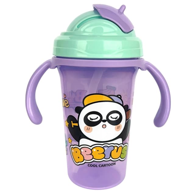 Copo com Canudo 300ml Tampa Rosqueavel Roxo - Mumlove