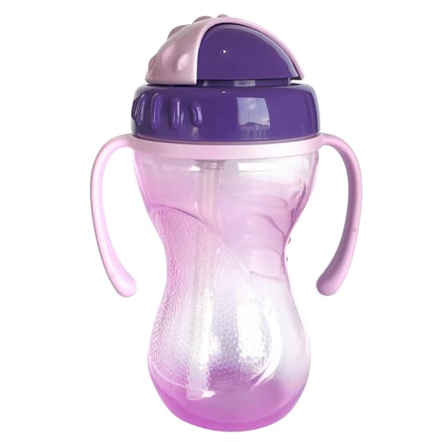 Copo Infantil com Canudo Rotativo 300ml Roxo - Mumlove