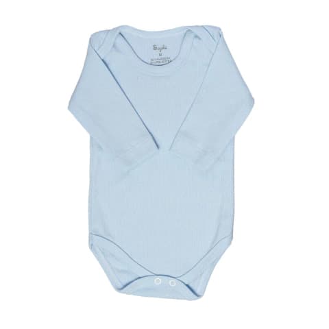 Body Bebê Canelado Manga Longa Azul Bebê - Sophi Baby