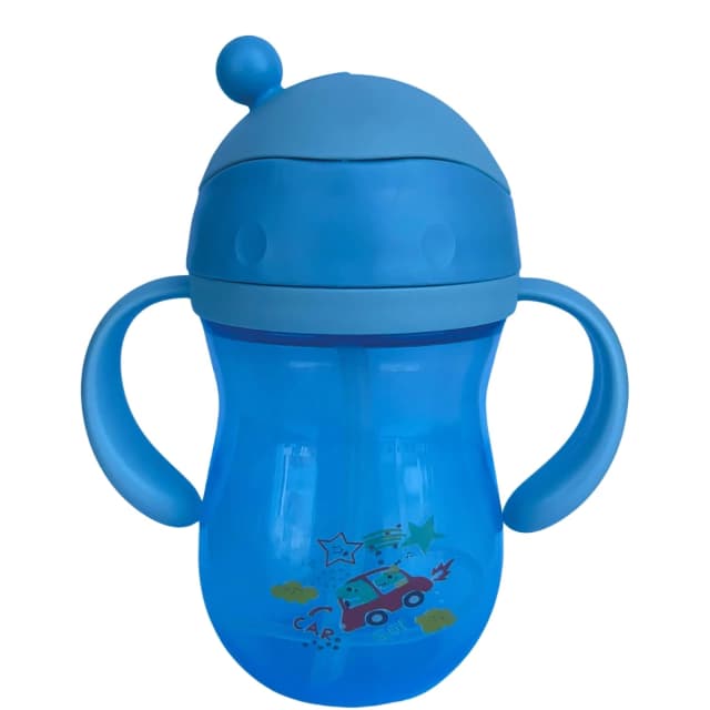 Garrafa Infantil com Canudo Azul 260ml - Mumlove