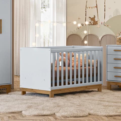 Berço Mini Cama Q Encanto Slim Cinza Acetinado