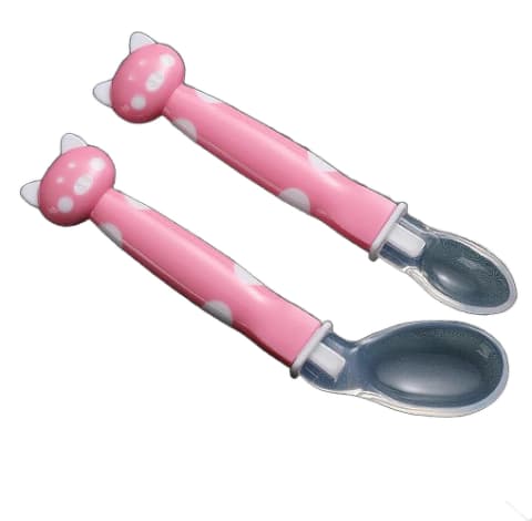 Kit 2 Colheres Silicone Rosa - Mumlove