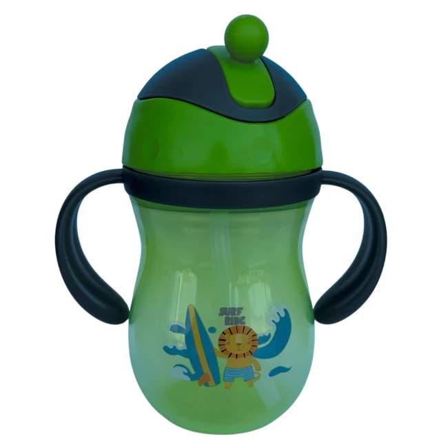 Garrafa Infantil com Canudo Verde 260ml - Mumlove