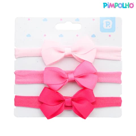 Kit 3 Faixas de Cabelo Infantil Rosa - Pimpolho