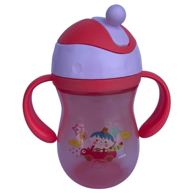 Garrafa Infantil com Canudo Vermelha 260ml - Mumlove