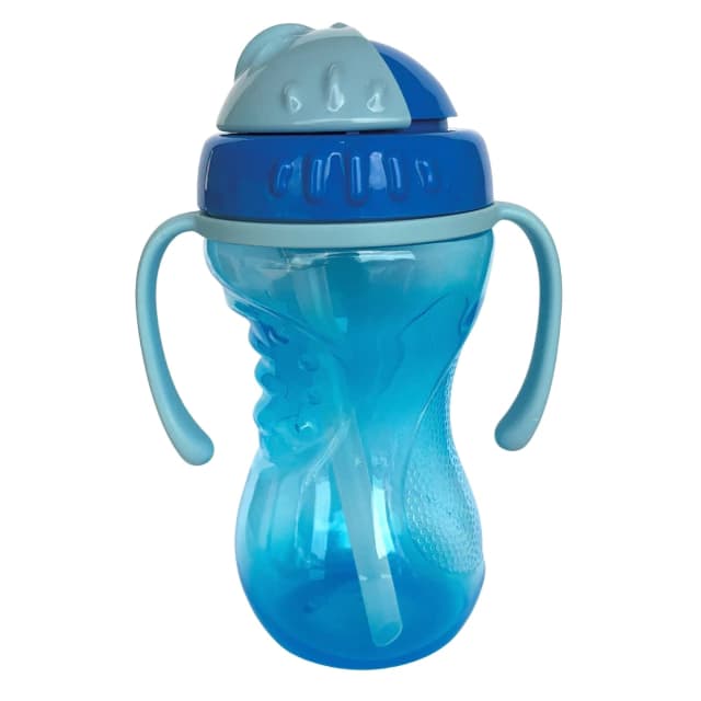 Copo Infantil com Canudo Rotativo 300ml Azul - Mumlove