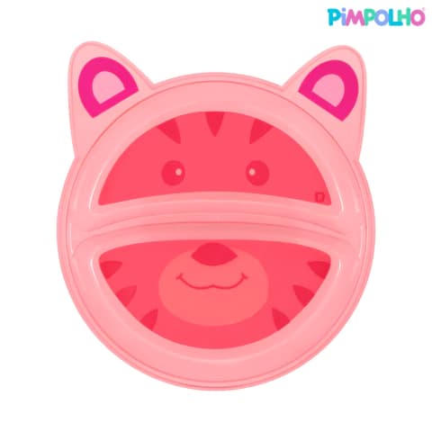 Prato p/ Bebê com Divisória Rosa - Pimpolho
