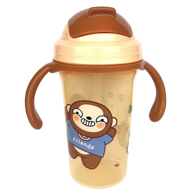 Copo com Canudo 300ml Tampa Rosqueavel Marrom - Mumlove