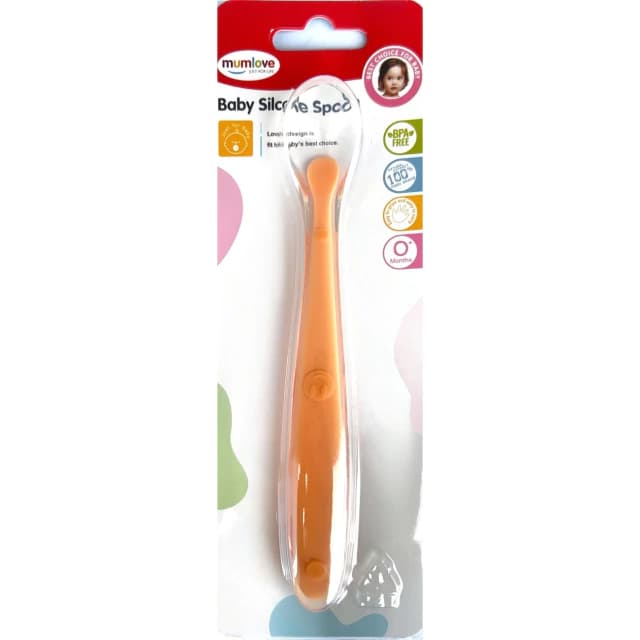 Colher Infantil de Silicone Laranja - Mumlove