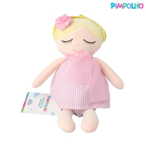 Boneca de Pelúcia 30cm Rosa - Pimpolho